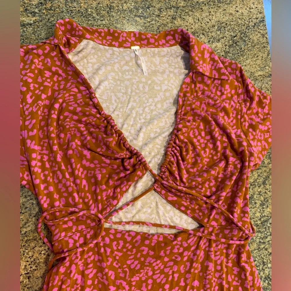 Free People Marsaille Mini Dress in Rust combo size XL - Picture 3 of 10